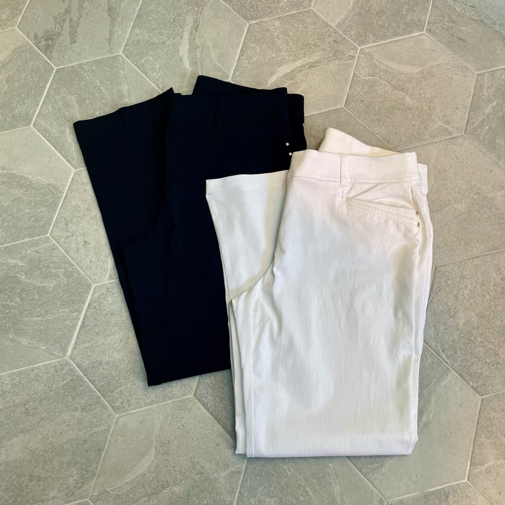 JM Collection Tummy Control Pants – Size 14P – Set of 2 White & Black